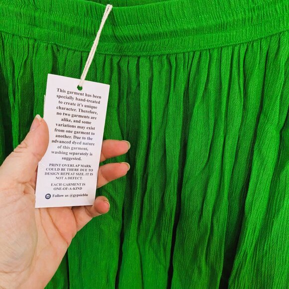 Gypsy Blu NWT Kelly Green Tiered Skirt Elastic Waist Sz L - Picture 7 of 7